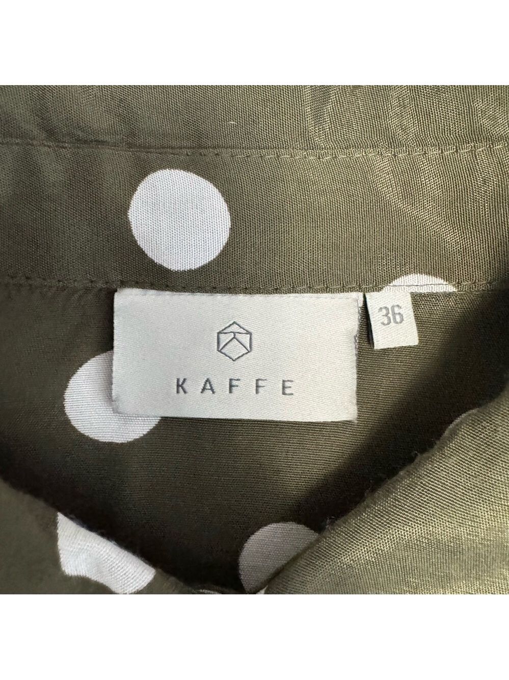 Kaffe  Olive Polka Dot Blouse Size 36 Small -Medium - Picture 6 of 10